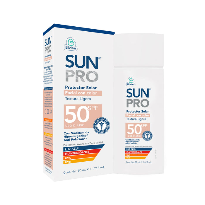 Protector Solar Sun Pro Facial Con Color Spf 50 X 50 Ml