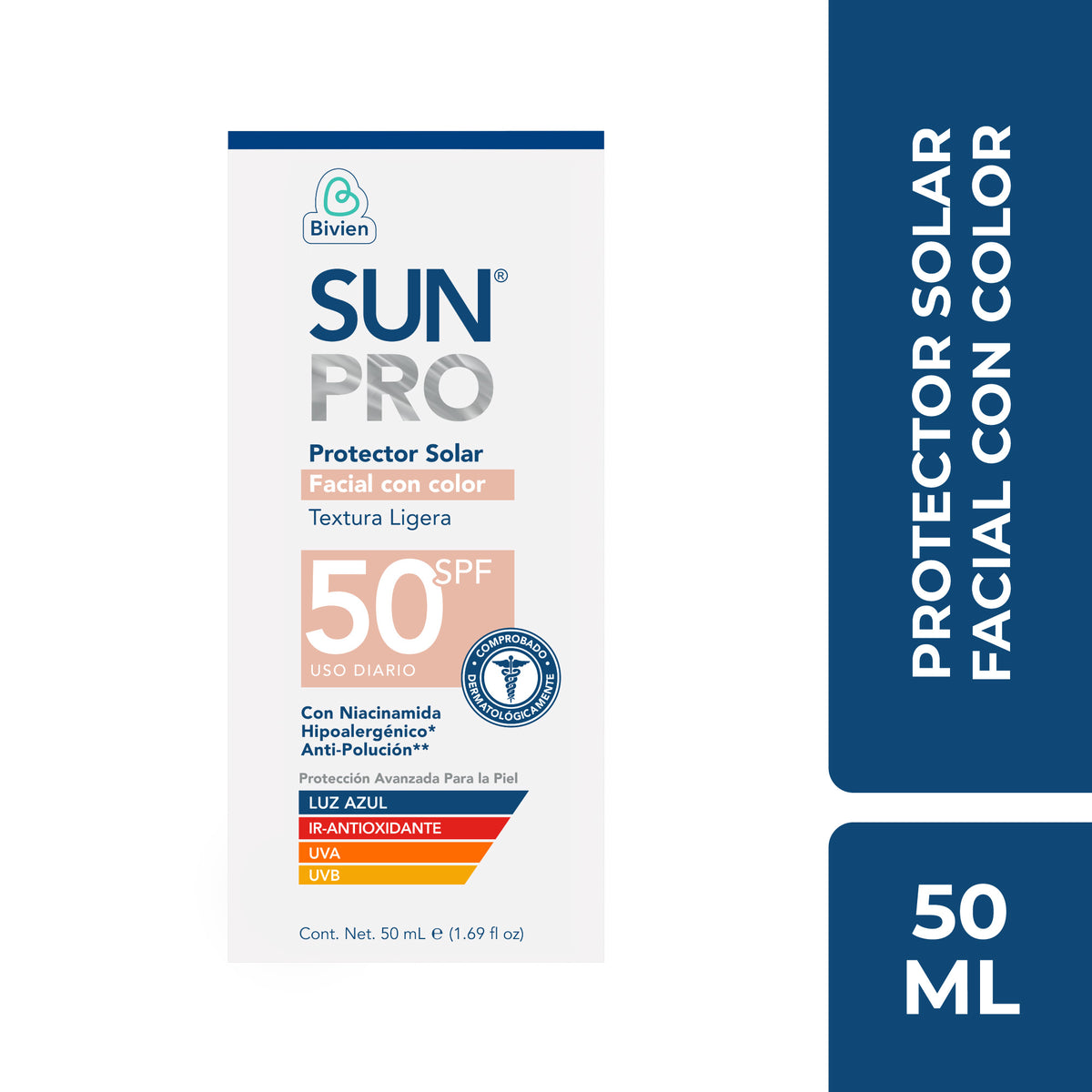 Protector Solar Facial Sunpro Crema Con Color Spf 50 X 50Ml— Farmacorp
