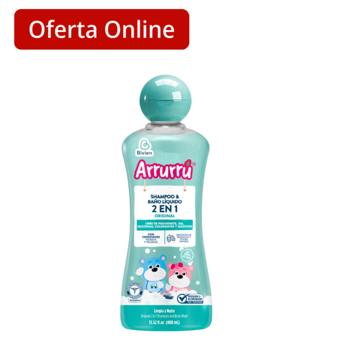Shampoo Y Baño Líquido 2 En 1 Arrurrú Original X 400 Ml