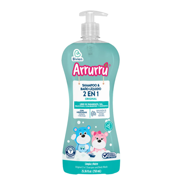 Shampoo Y Baño Líquido 2 En 1 Arrurrú Original X 750 Ml