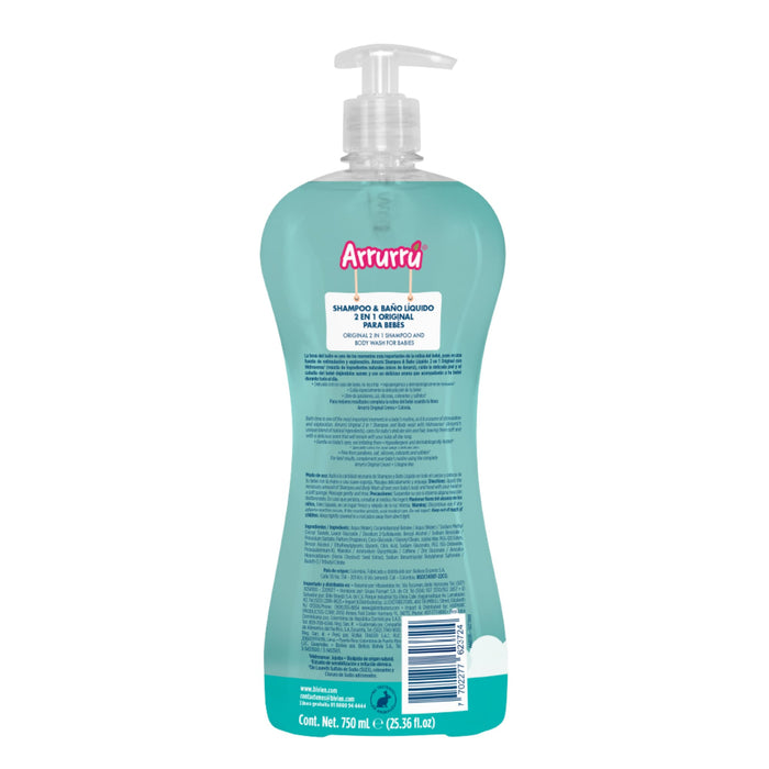 Shampoo Y Baño Líquido 2 En 1 Arrurrú Original X 750 Ml