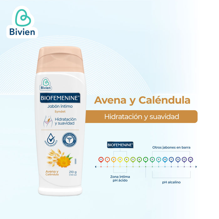 Jabón Íntimo Biofemenine Avena Y Caléndula X 210 Gr