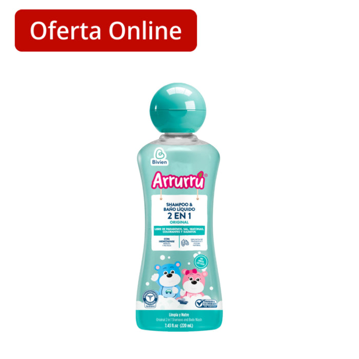 Shampoo Y Baño Líquido 2 En 1 Arrurrú Original X 220 Ml