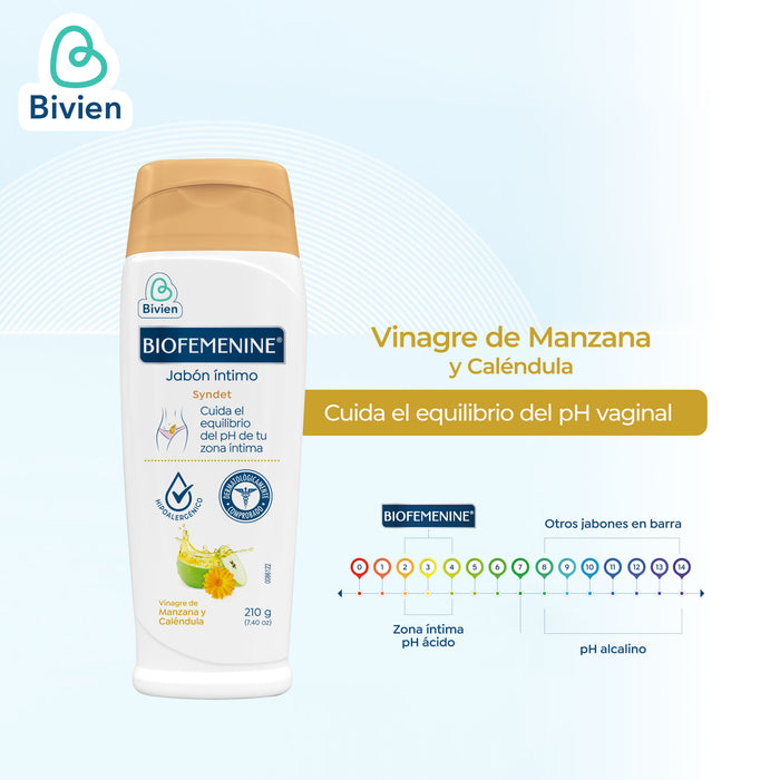 Jabón Íntimo Biofemenine Vinagre De Manzana Y Caléndula X 210 Gr