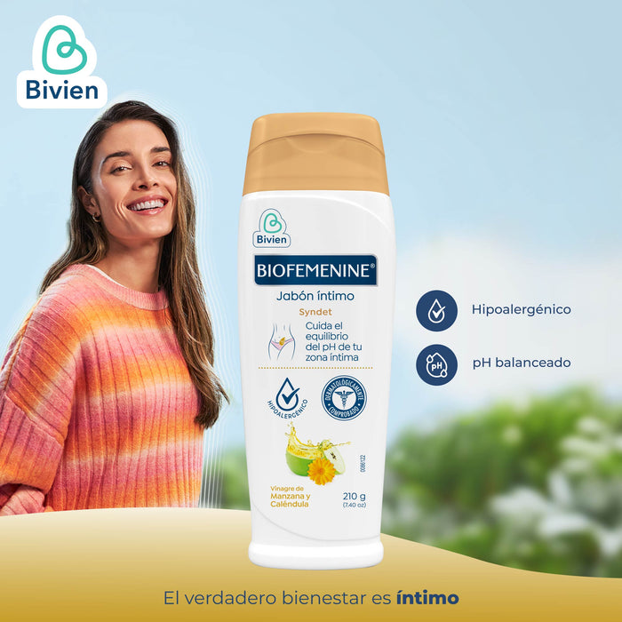 Jabón Íntimo Biofemenine Vinagre De Manzana Y Caléndula X 210 Gr