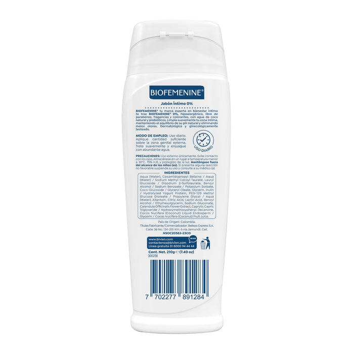 Jabón Íntimo Biofemenine Hipoalergénico X 210G