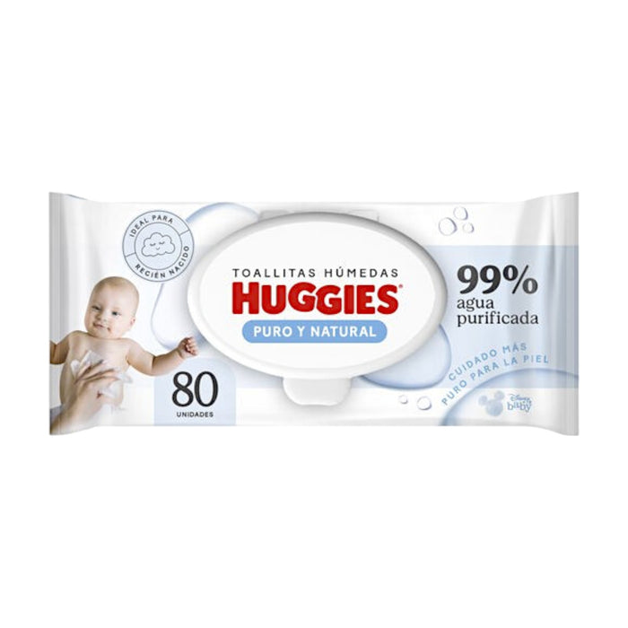 Toallas Húmedas Puro Y Natural Huggies X 80 Unidades