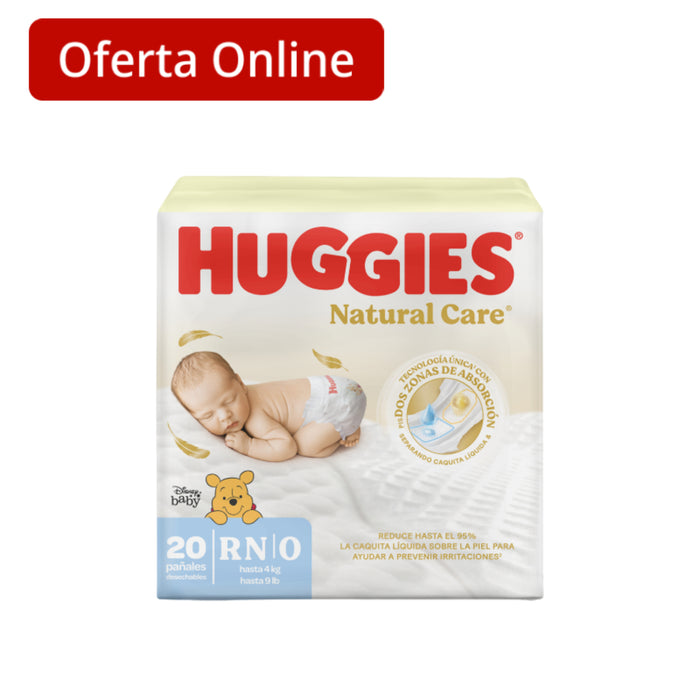 Pañales Natural Care Recién Nacido Huggies Hasta 4Kg X 20 Unidades