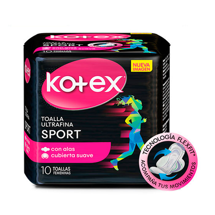 Kotex Toalla Ultrafina Sport Con Alas X 10 Unidades