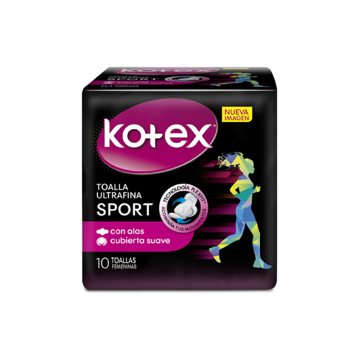 Toallas Higiénicas Kotex Ultrafina Sport Con Alas X 10 Unidades