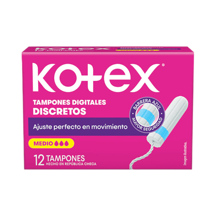 Tampones Kotex Digitales Discretos Medio X 12 Unidades