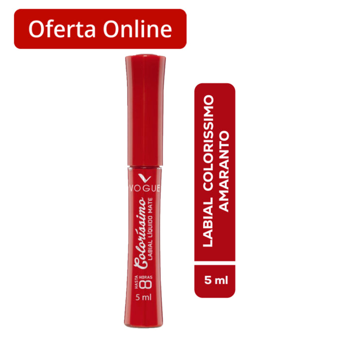 Labial Vogue Liquido Colorissimo Amaranto X 5Ml