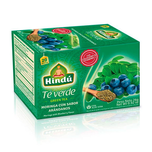 Té Hindú Verde Moringa Con Sabor Arándanos X 20 Unidades