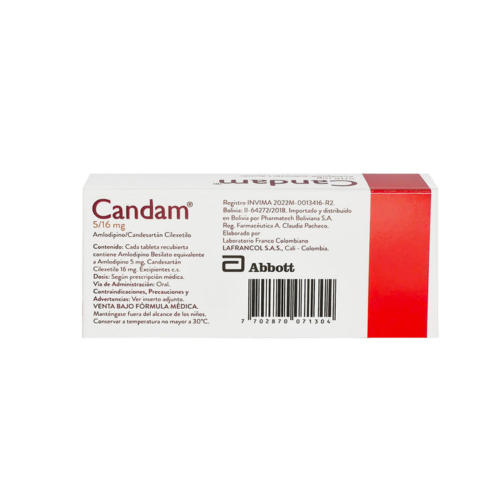 Candam  Amlodipino/Candesartan 5/16Mg X Tableta Recubierta