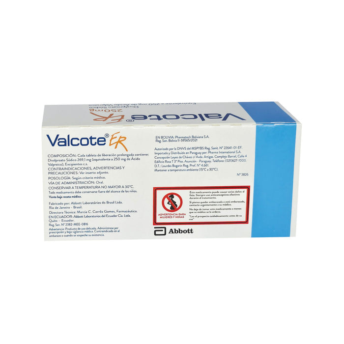 Valcote Er Divalproato Sódico 250Mg X Tableta