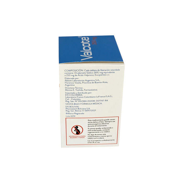 Valcote Divalproato Sódico 250Mg X Tableta