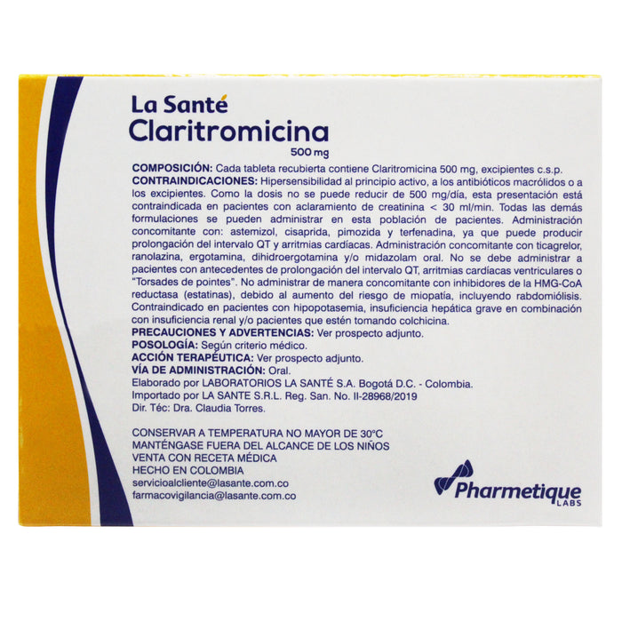 Claritromicina 500Mg X Tableta