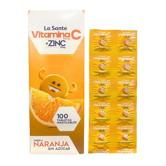 Vitamina C + Zinc Naranja La Sante X Tableta Masticables