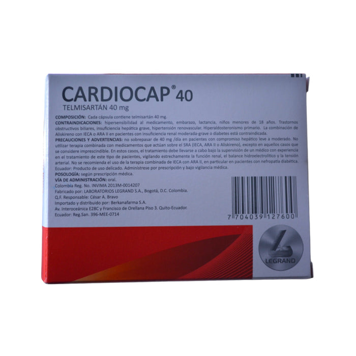 Cardiocap 40Mg X 28 Cap Telmisartan