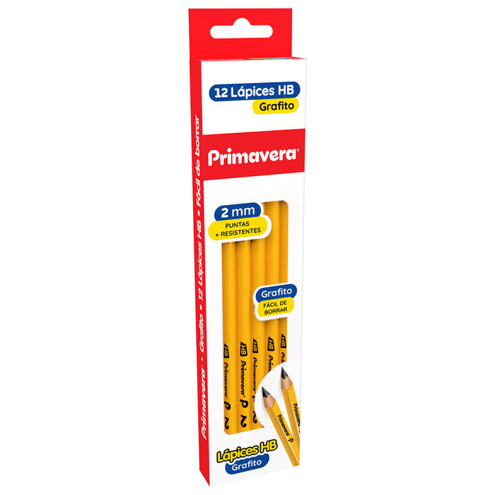 Lápiz Hb Primavera Grafito Negro 2Mm X 12 Unidades