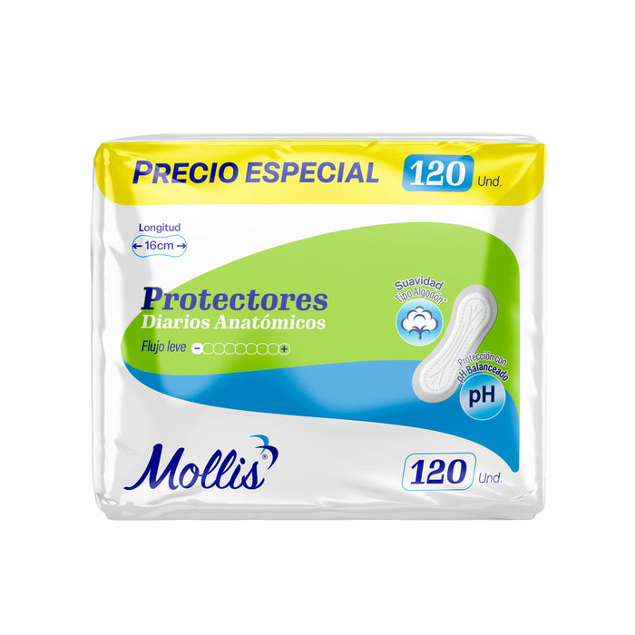 Protector Diario Anatómico Mollis X 120 Unidades