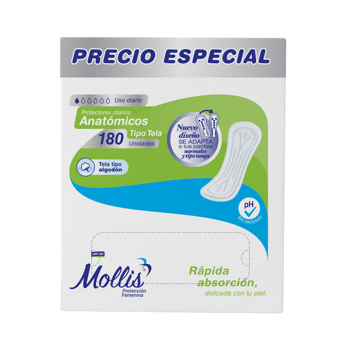Protector Diario Anatómico Mollis Paquete X 180 Unidades