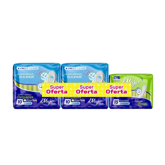Pack D'mujer Toallas Higiénicas 2 Delgadas + 1 Diario