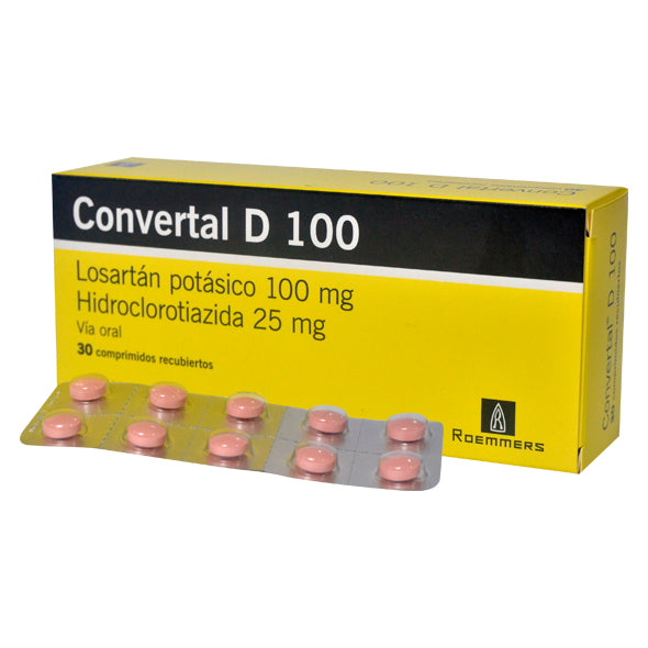 Convertal D Losartan 100Mg Y Hidroclorotiazida 25Mg X Tableta