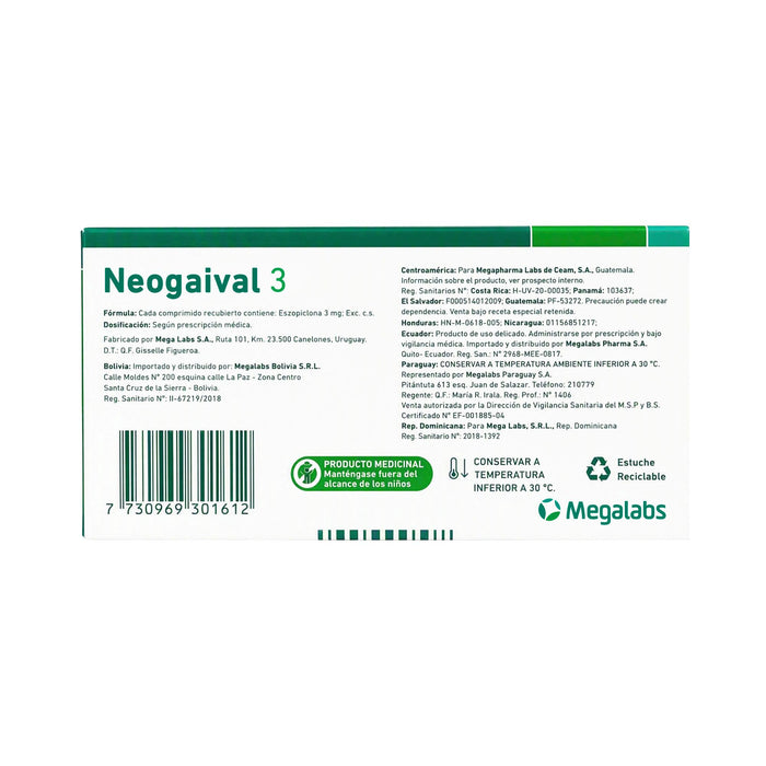 Neogaival 3Mg Eszopiclona X Tableta