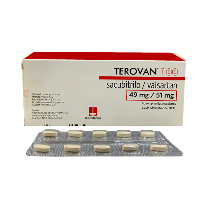 Terovan 100 Sacubitrilo / Valsartan X Comprimido