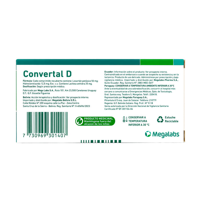 Convertal D 50/12.5Mg X Comprimido Recubierto
