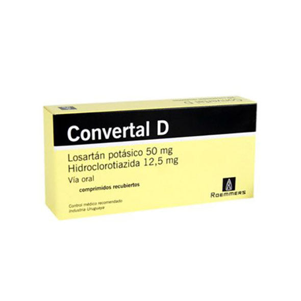 Convertal D Losartan Potasico 50Mg Y Hidroclorotiazida 12.5Mg X Tableta