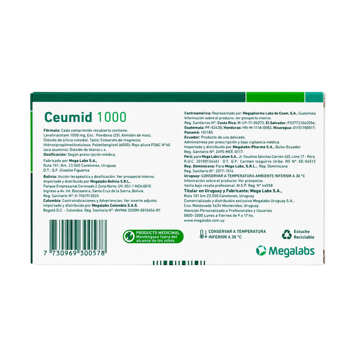 Ceumid Levetiracetam 1000Mg X Comprimido