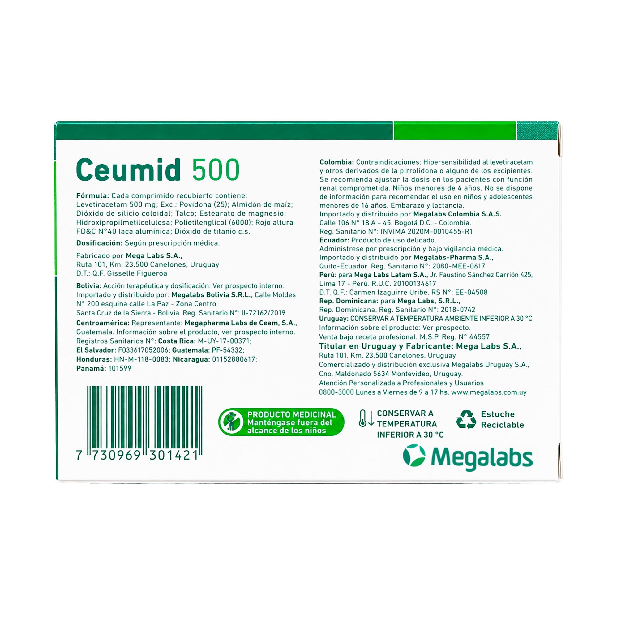 Ceumid Levetiracetam 500Mg X Tableta— Farmacorp