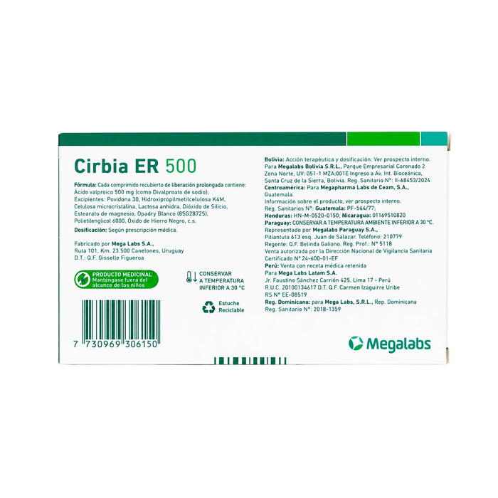 Cirbia Er Ácido Valproico 500Mg X Comprimido