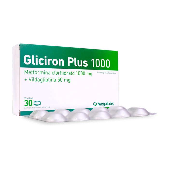 Gliciron Plus 1000 Metformina / Vildagliptina X Comprimido Recubierto