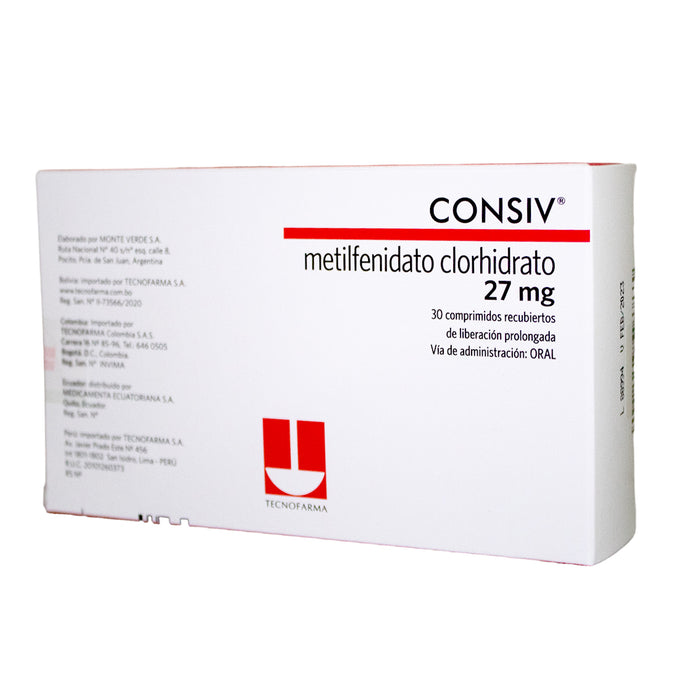 Consiv 27Mg Metilfenidato Clorhidrato X Comprimido