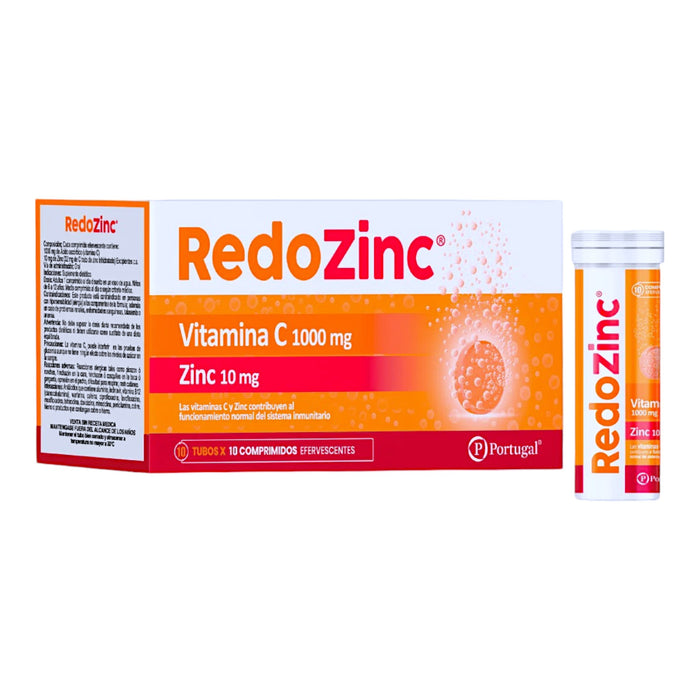 Vitamina Con Zinc Redozinc 1000/10Mg X 10 Comprimidos Efervescentes