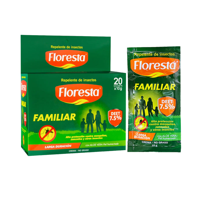 Repelente Floresta Deet 7.5% Crema Familiar X Sobre