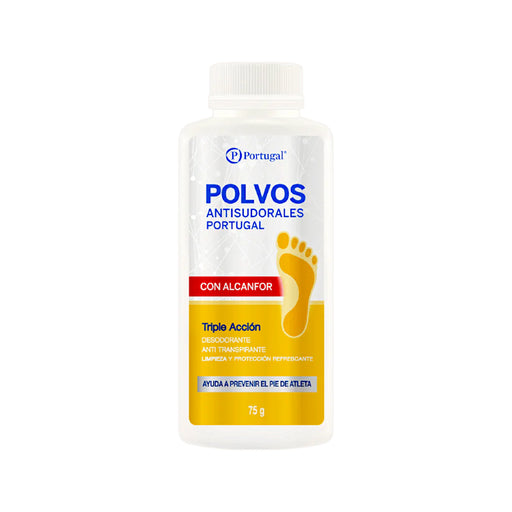 Envase de polvos antisudorales Portugal.