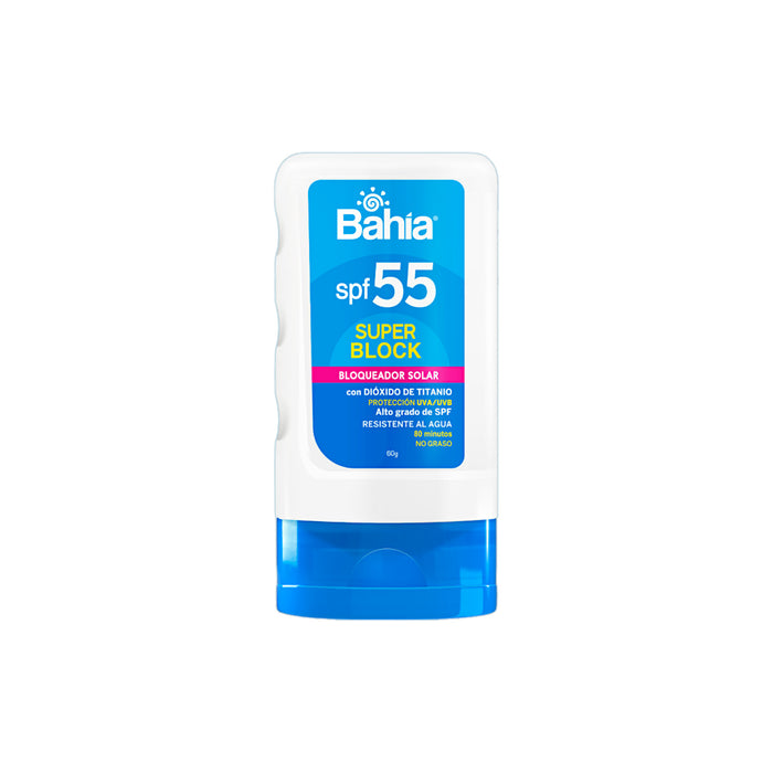 Envase de Bloqueador Solar Bahia Super Block SPF55 de 60g.