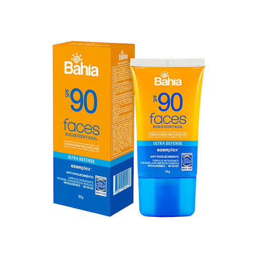 Envase de bloqueador facial Bahia Faces FPS 90.