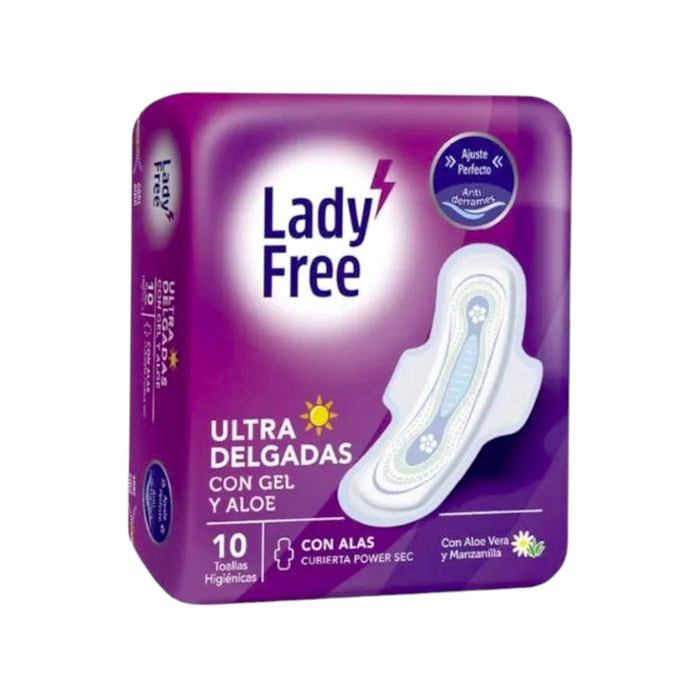 Toalla Lady Free Ultra Delgadas Con Alas X 1O Unidades