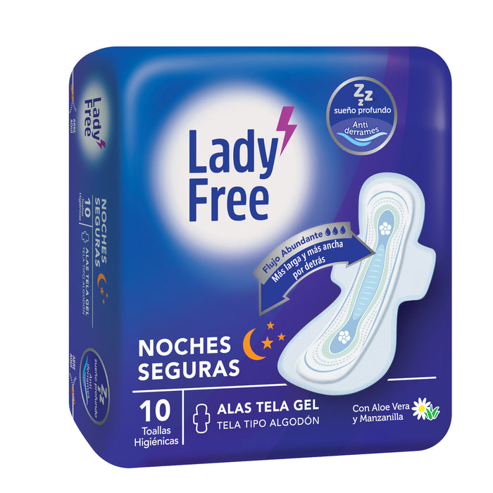 Lady Free Toalla Noches Seguras Con Alas X 1O Unidades