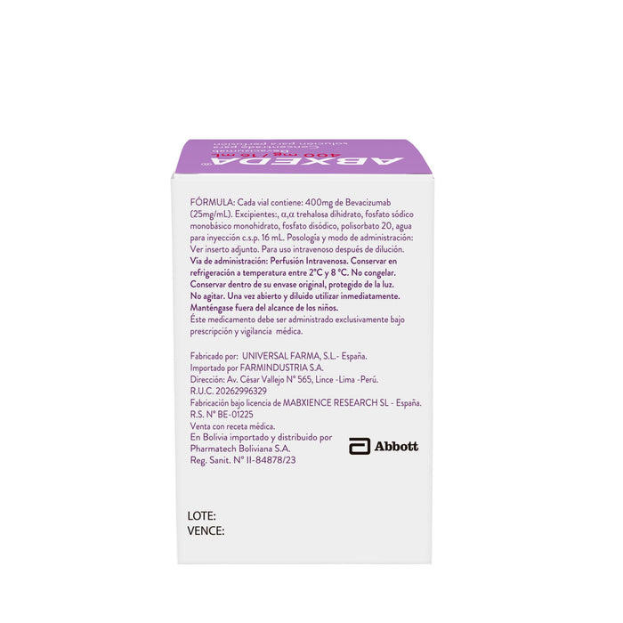 Abxeda Bevacizumab 400Mg/16Ml Frio X Ampolla