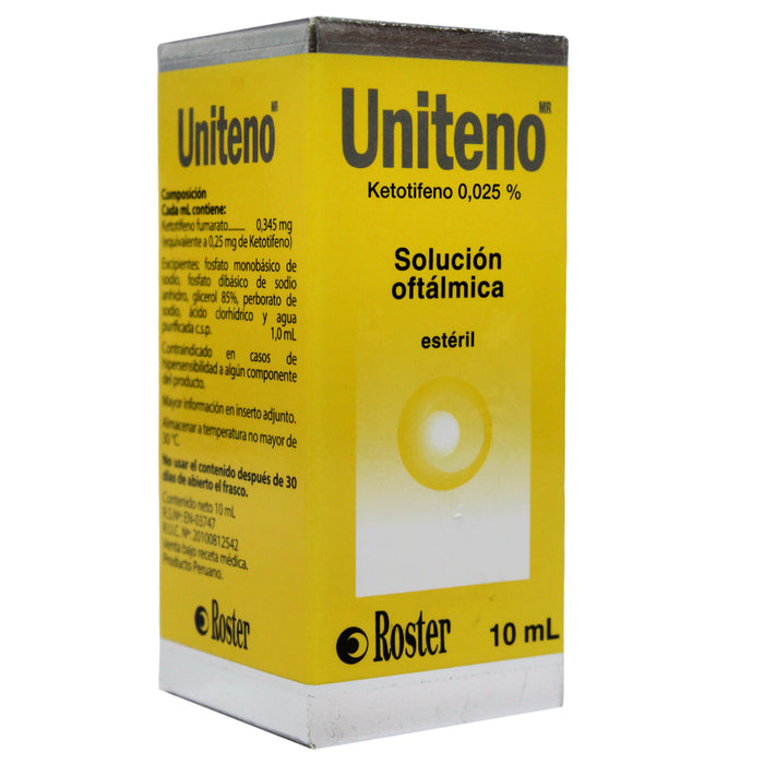 Uniteno 0.025% Colirio X 10Ml Ketotifeno