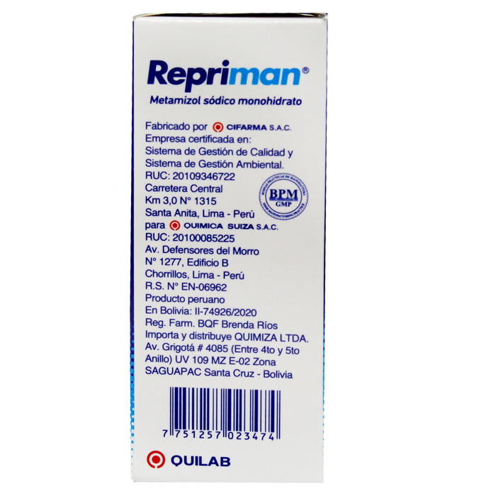 Repriman 500Mgml Metamizol Gotas X 10Ml