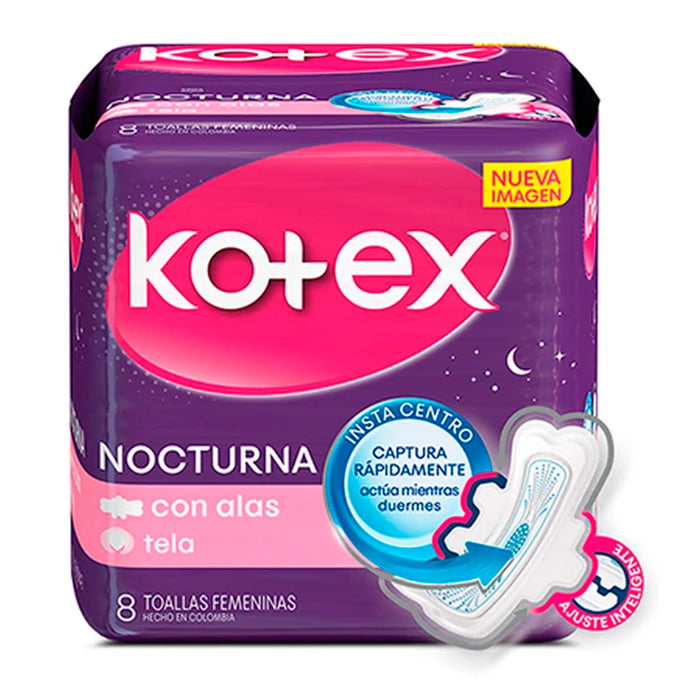 Kotex Nocturna Con Alas X 8 Unidades
