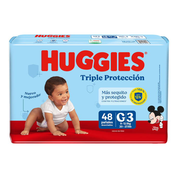 Huggies Triple Protección Talla G 9 A 12.5Kg X 48 Unidades