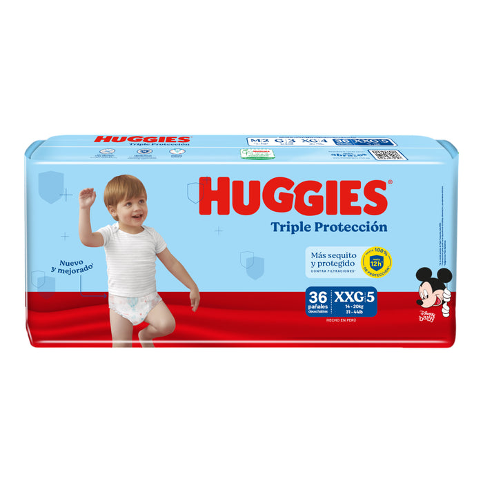 Huggies Triple Protección Talla Xxg Más De 14Kg X 36 Unidades